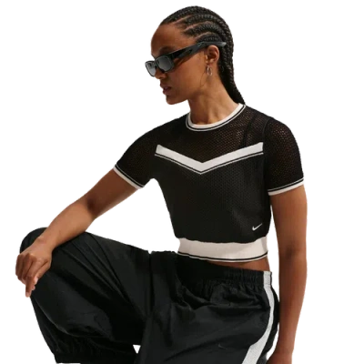 Nike Womens  Nsw Chill Op Knit Ss Crop Top In Black