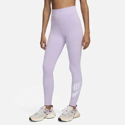 Nike Womens  Nsw Classic Graphic Hr Futura Tights In Violet Mist/white