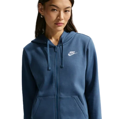 Nike Womens  Nsw Club Fleece Fz Hoodie In Blue