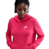 Nike Club Womens Long Sleeve Fleece Active Hoodie In Pink