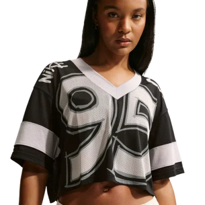 Nike Oversized Cropped Jersey Top In Black