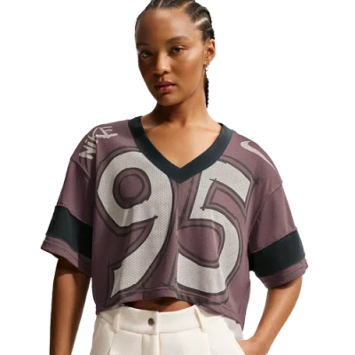 Nike Sportswear Oversize Crop Jersey In Brown