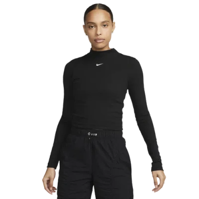 Nike Womens  Nsw Essential Rib Mock Long Sleeve Top
