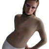Nike Women's  Sportswear Essential Ribbed Mock-neck Long-sleeve Top In Mink Brown/mink Brown
