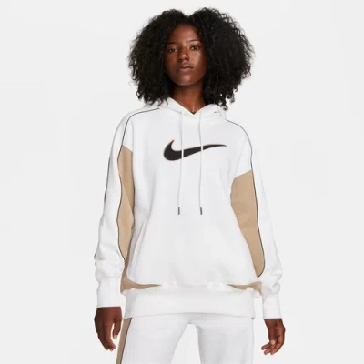 Nike Womens  Nsw Fleece Os Pullover Hoodie In Khaki/white