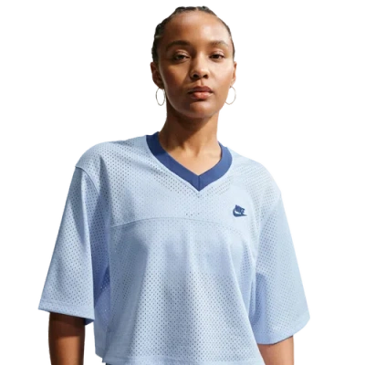 Nike Womens  Nsw Heritage Festival Crop Mesh Jersey In Blue