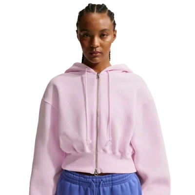 Nike Womens  Nsw Phoenix Fleece Bling Crop Full-zip Hoodie In Pink