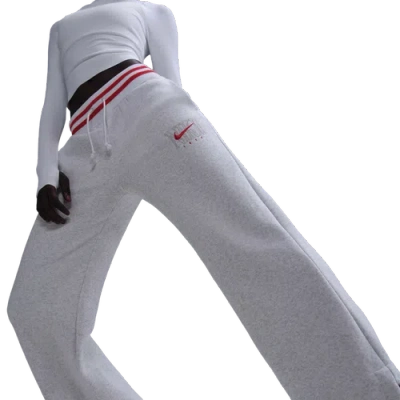 Nike Womens  Nsw Phoenix Fleece High Rise Gx Wide Pants In Birch Heather