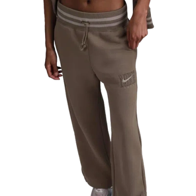 Nike Womens  Nsw Phoenix Fleece High Rise Gx Wide Pants In Mink Brown