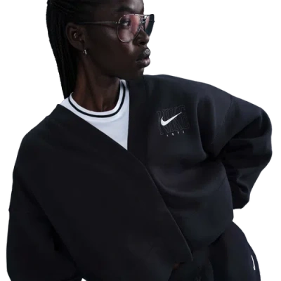 Nike Womens  Nsw Phoenix Fleece Oos Graphic Cardigan In Black