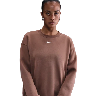 Nike Womens  Nsw Phoenix Fleece Os Long Crew In Brown