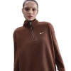 Nike Sportswear Phoenix Oversize Fleece Quarter Zip Top In Brown