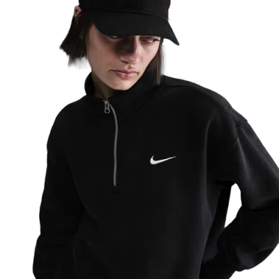Nike Womens  Nsw Phoenix Fleece Oversized Long Quarter-zip In Black/sail