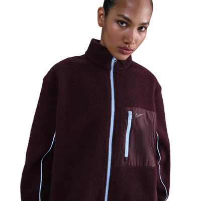 Nike Teddy Fleece Jacket In Brown