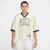 Nike Sportswear Street Oversize Short Sleeeve Graphic Jersey In Sail/armory Navy