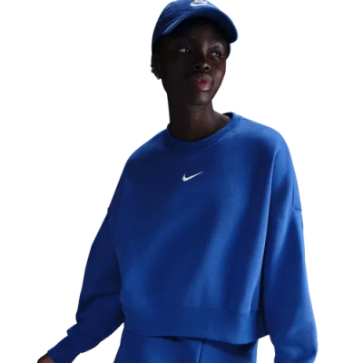 Nike Womens  Nsw Style Fleece Crew Oos In Game Royal/sail
