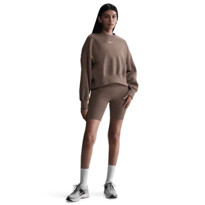 Nike Womens  Nsw Style Fleece Crew Oos In Mink Brown