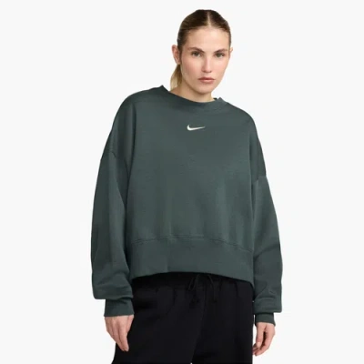 Nike Womens  Nsw Style Fleece Crew Oos In Vintage Green/sail
