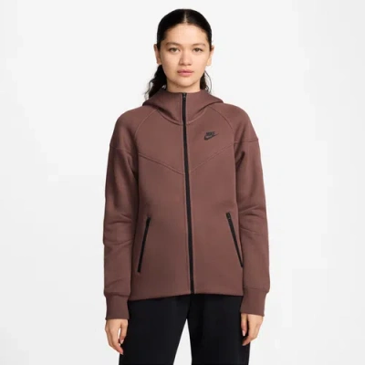 Nike Womens  Nsw Tech Fleece Wr Full-zip Hoodie In Red Sepia/black