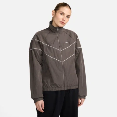Nike Womens  Nsw Windrunner Woven Uv Full-zip Jacket In Light Iron Ore/white