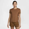 Nike Women's One Classic Dri-fit Short-sleeve Top In Lt British Tan/black