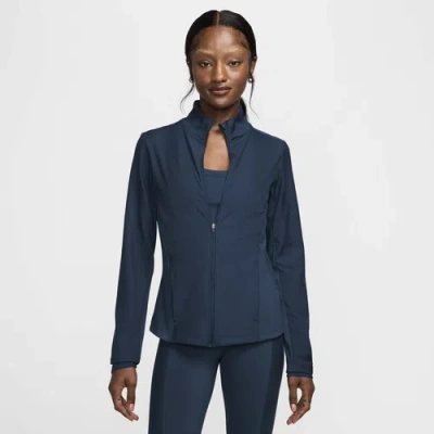 Nike Womens  One Rib Full Zip Mid Layer In White/armory Navy