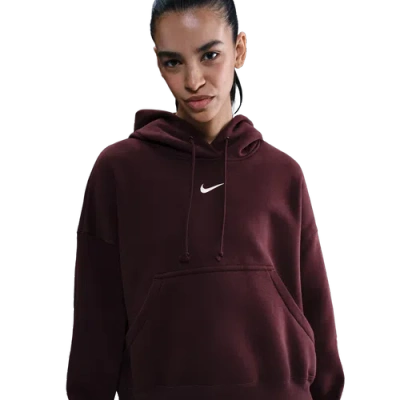 Nike Sportswear Phoenix Oversize Fleece Hoodie In Burgundy