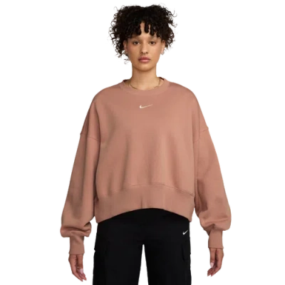 Nike Womens  Phnx Fleece Over Sized Crew In Brown