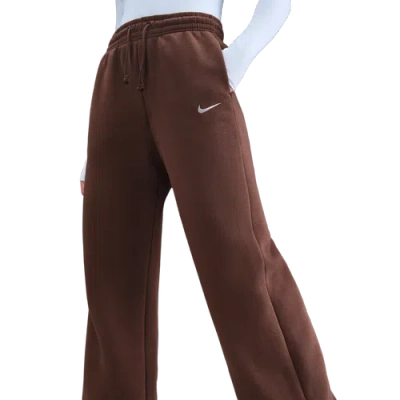 Nike Womens  Phoenix Fleece High Rise Wide Pants In Brown