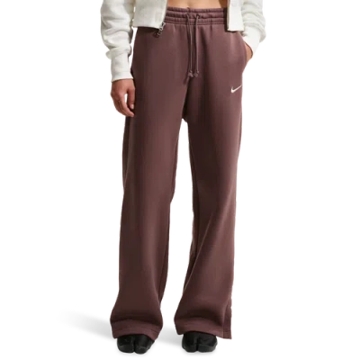 Nike Womens  Phoenix Fleece High Rise Wide Pants In Brown