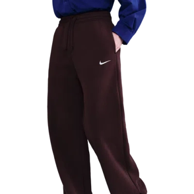 Nike Womens  Phoenix Fleece High Rise Wide Pants In Brown