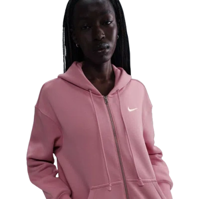 Nike Womens  Phoenix Fleece Long Sleeve Full-zip In Sail/elemental Pink