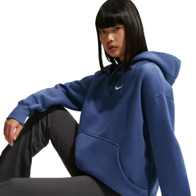Nike Womens  Phoenix Fleece Os Pullover Hoodie In Blue
