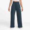 Nike Womens  Phoenix High Rise Wide Pants In Armory Navy/white