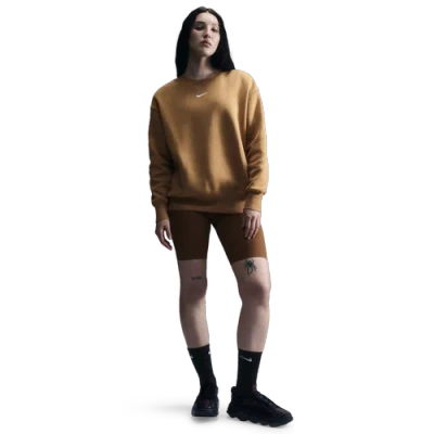 Nike Womens  Phoenix Os Fleece Crew In Brown
