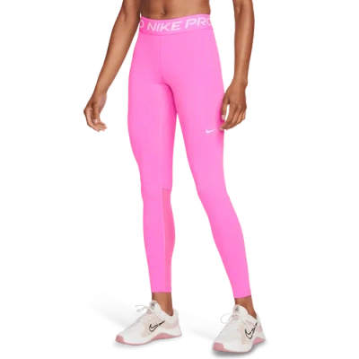 Nike Pro Mid Rise Leggings In Pink