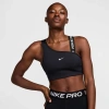 Nike Pro Swoosh Asymmetrical  Bra In Black/white/black