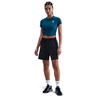 Nike Womens  Sabrina Short Sleeve Crop T-shirt In Blue