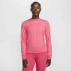 Nike Dri-fit Swift Element Uv Running Top In Aster Pink/hot Punch/heather