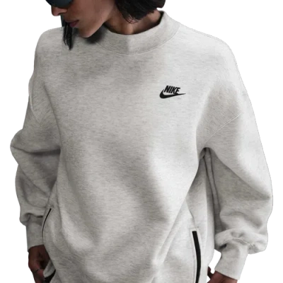 Nike Womens  Tech Fleece Oversized Crew In Light Grey/heather