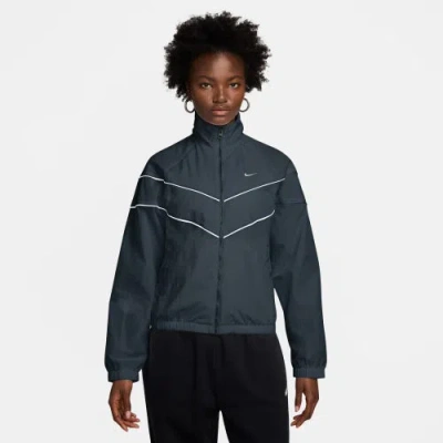 Nike Womens  Windrunner Woven Full-zip Jacket In Armory Navy/white
