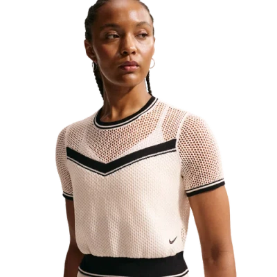 Nike Womens Nsw Chill Op Knit Ss Crop Top In Neutral