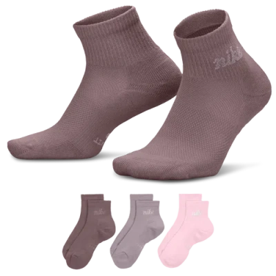 Nike Womens Script Ankle Socks 3 Pack In Multi