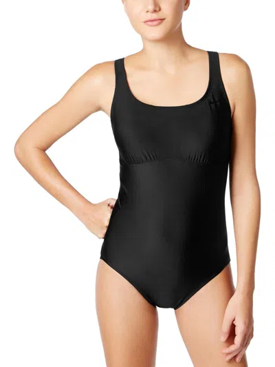 Nike Womens Solid Trainer Mesh One-piece Swimsuit In Black