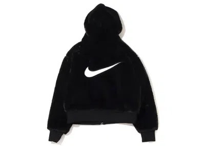 Pre-owned Nike Womens Sportswear Essential Faux Fur Jacket (asia Sizing) In Black