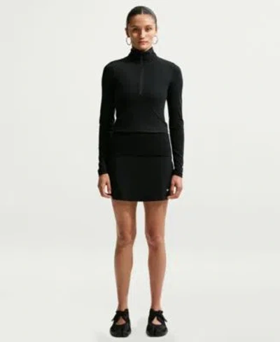 Nike Womens Sportswear Ribbed Quarter Zip Long Sleeve Top In Black