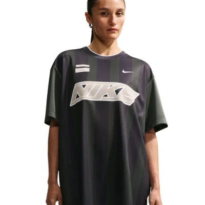 Nike Womens Striped Jersey Mini Dress In Black