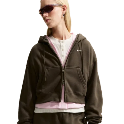 Nike Womens Studio Fleece Mid-os Crp Fz Hoodie In Multi