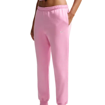 Nike Womens Studio Fleece Mid-weight Mid-rise Jogger In Pink