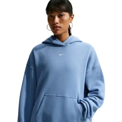 Nike Womens Studio Fleece Oversized Crew In Blue